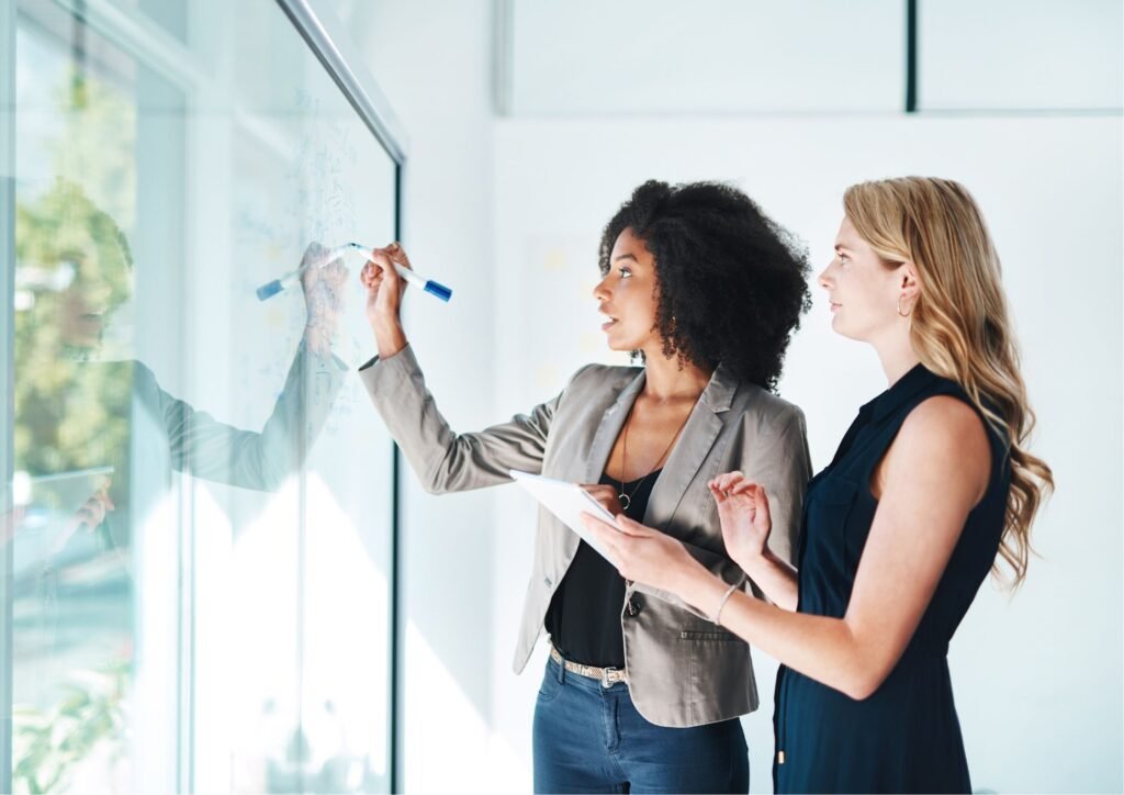 Female entrepreneur developing her brand strategy