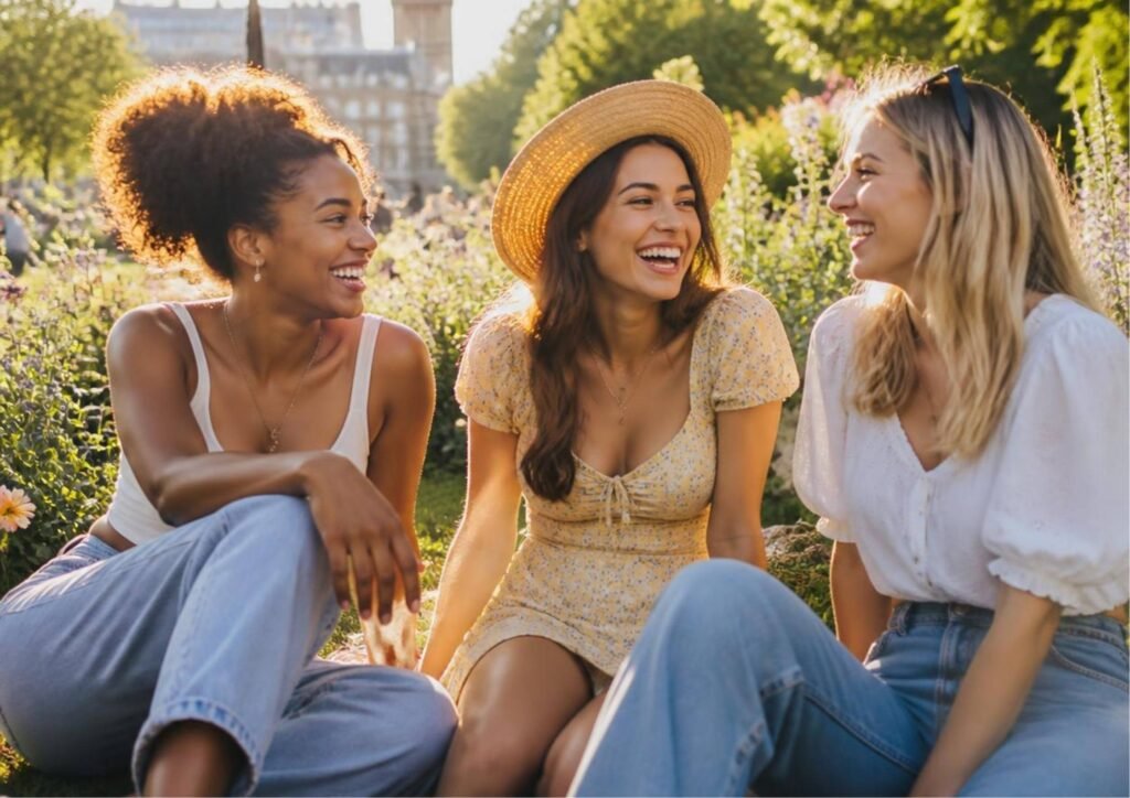 Diverse women enjoying London summer